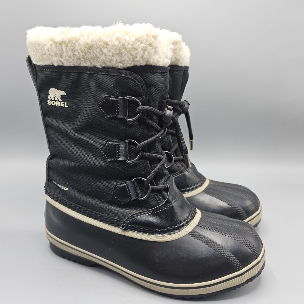 Sorel 1962-010 Pac Nylon Waterproof Insulated‎ Boots Women's Size 6 Faux Fur